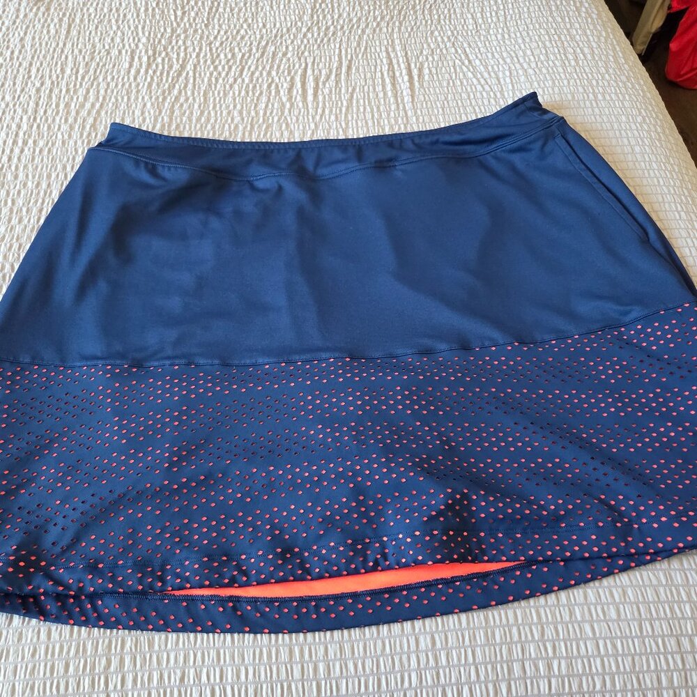 Lady Hagen -Golf Skort Blue & Orange Laser Cut Holes - 1X